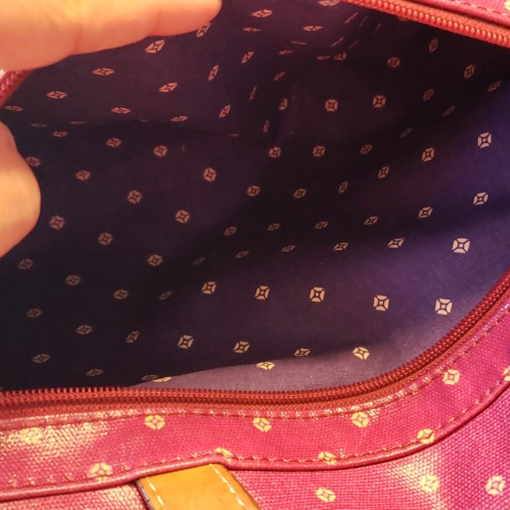 Large Fossil Coated Canvas Satchel Euc - image 6